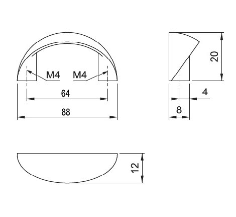 12106 - Úchytka rozteč 64mm ocel mat 