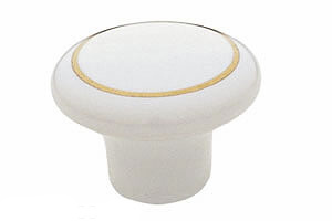 12113 - knopka 33 mm porcelán bílý s proužkem