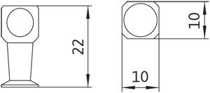 12176 - Knopka kovová 10x10 mm/ 22 mm -antracit