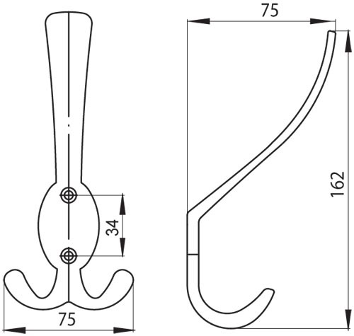 12841 - Kovový věšák - Výška: 162 mm
