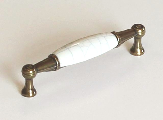 12937 - úchytka 96mm staromosaz/porcelán mramor
