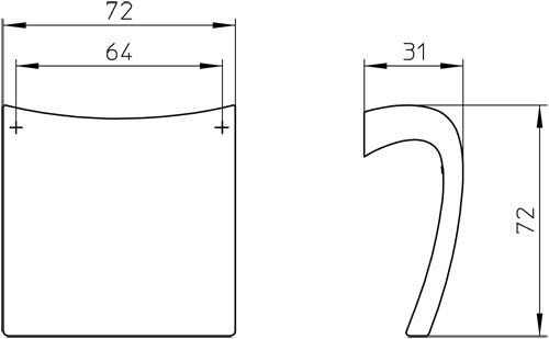 12965 - Kovová úchytka - Délka: 72 mm, Rozteč: 64mm