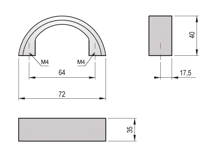 14077 - Úchytka rozteč 64mm broušený nikl