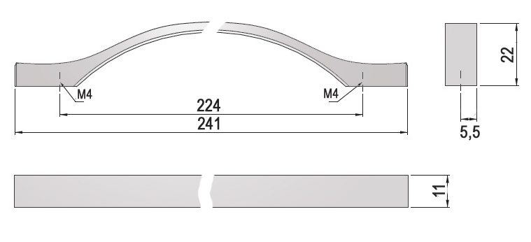 62294 - AMÉLIE 224mm úchytka broušený nikl