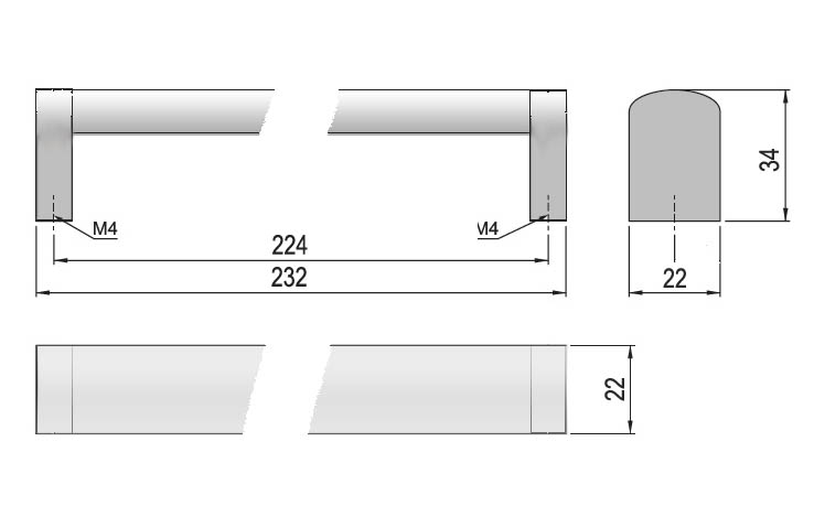 62805 - KARIN 224/232mm úchytka NEREZ