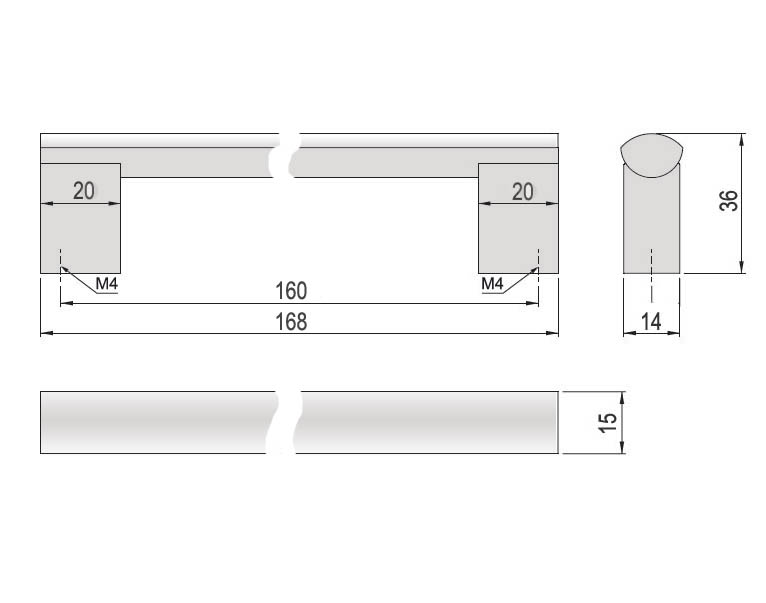 63732 - PORTA úchytka AL hliník 160mm