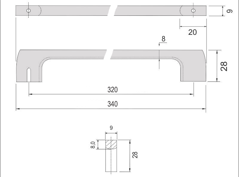 770010  - úchytka rozteč 320mm  / Broušený nikl