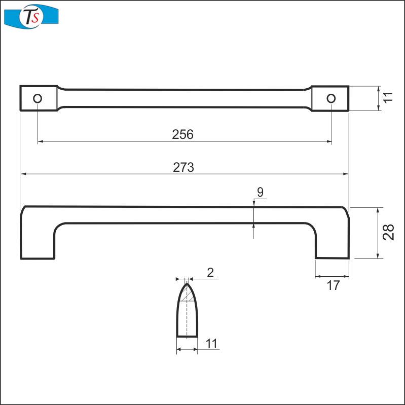 770053 - úchytka rozteč 256mm / Satén nikl