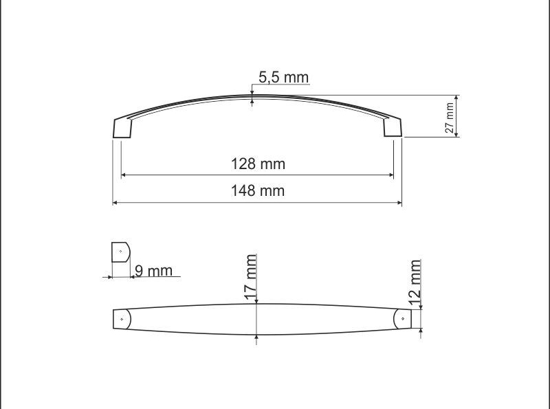 770103  - úchytka rozteč 128mm  / Broušený nikl