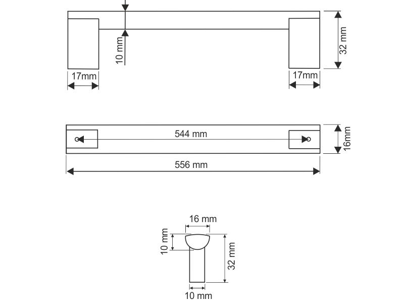 770160 - RUDA úchytka 544mm / hliník AL