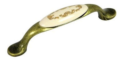 81037 - úchytka 96mm st.mosaz /porcelán / zlatý ornament