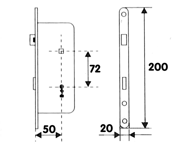 81052 - zámek zadlab.+plech, 72/50, na dozický klíč