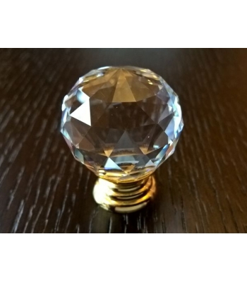 85001 - Knopka 30mm, křišťál/zlatá