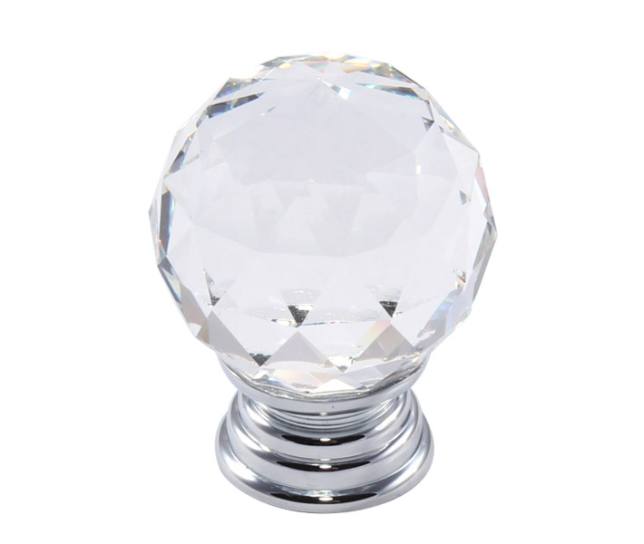 91009 - Knopka 40mm, křišťál/lesklý chrom