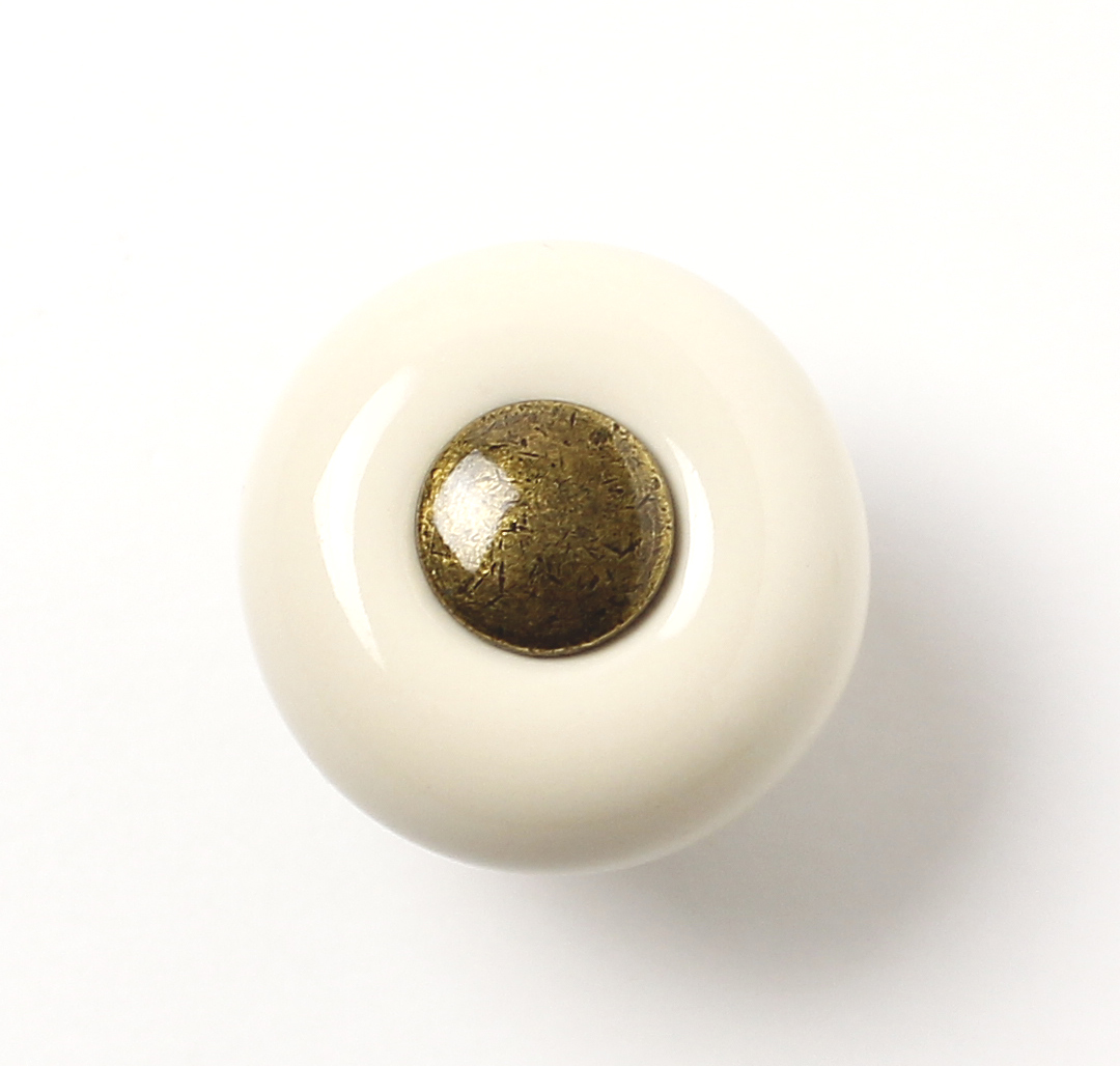 91022 - Knopka 26mm, porcelánová / staromosaz