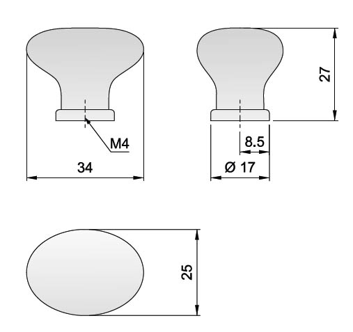 91057 - Knopka porcelánová 25x34mm