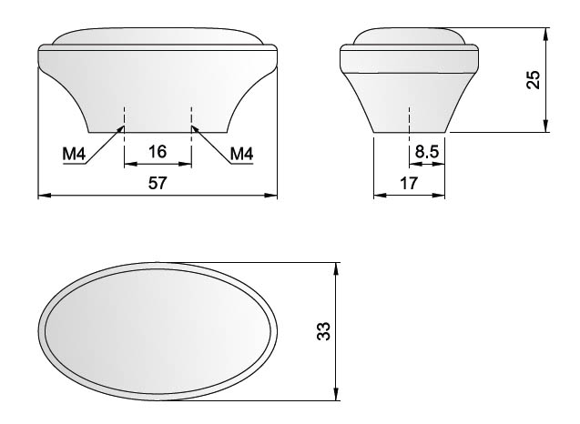 91060 - Knopka porcelánová 33x57 / staromosaz