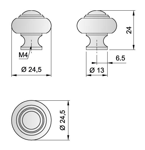 91067 - Knopka 24,5mm staromosaz 
