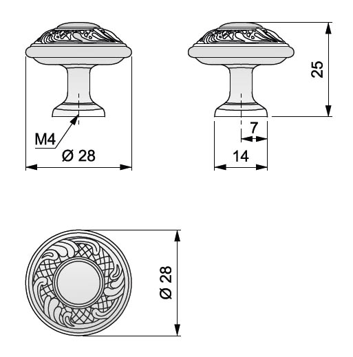 91076 - Knopka 28mm staromosaz