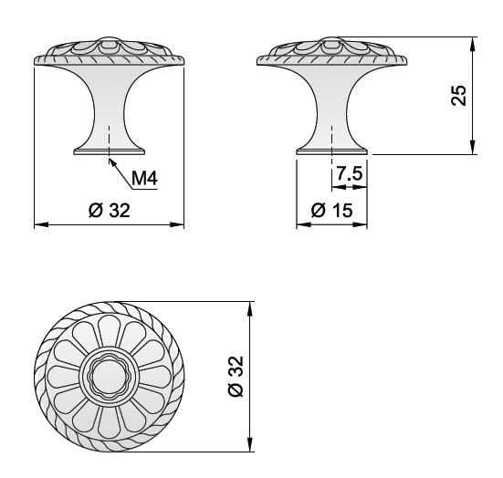 91079 - Knopka 32mm, staromosaz