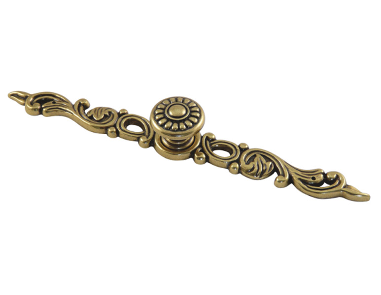 91082 - Knopka 29mm se štítem 205mm,rustikální, staromosaz