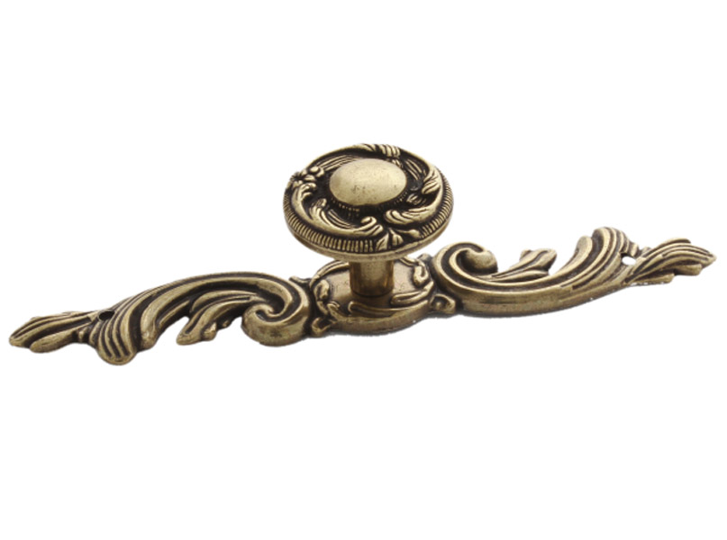 91089 - Knopka 30mm se štítem 129mm,rustikální, staromosaz