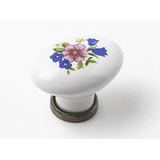 91452 - Knopka porcelán bílý 25x34/kytka